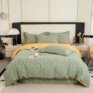 Cotton jet thickened brushed household printed four-piece set