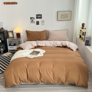 New two-piece washed cotton solid color four-piece set