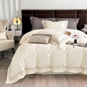 High-end gift box hotel style fine velvet 160-count pure cotton embroidered long-staple cotton four-piece set