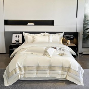 Hotel style double-sided encrypted thickened pure cotton long-staple cotton embroidered four-piece set