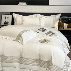 Hotel style double-sided encrypted thickened pure cotton long-staple cotton embroidered four-piece set