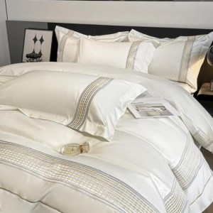 Hotel style double-sided encrypted thickened pure cotton long-staple cotton embroidered four-piece set
