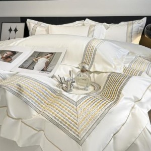 7-Star Hotel Style Double-Sided Encrypted Thickened 100% Pure Cotton Embroidered Four-Piece Set