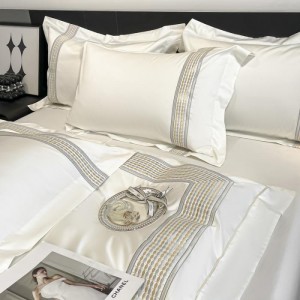 Hotel style double-sided encrypted thickened pure cotton long-staple cotton embroidered four-piece set