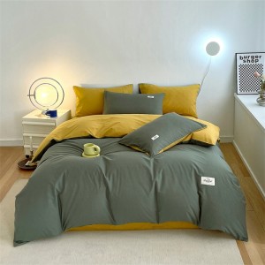 Multi-color pure cotton single quilt cover brushed winter thick four-piece set