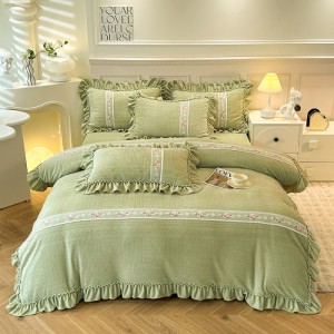 High-count high-density thickened milk velvet with carved patterns four-piece set