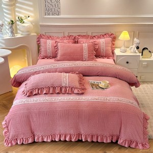 High-count high-density thickened milk velvet with carved patterns four-piece set
