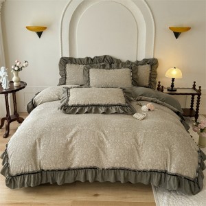 New autumn/winter retro high-end jacquard washed linen, linen, and cotton four-piece set