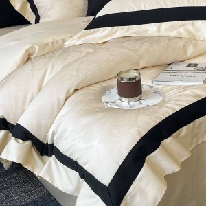 Light luxury senior satin lyocell cotton white bed linen exquisite king size house jacquard comforter cover bedroom bedding set wholesaler