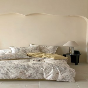 50 Count Pure Cotton Digital Printing Duvet Quilt Comforter Cover Queen King Bed Sheet Floral Plant Bedding Set