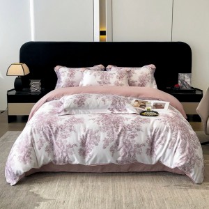 Digital printing light luxury fine twill silk drape four-piece suit