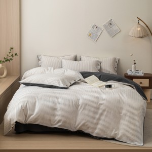 jacquard simple striped washed cotton button four-piece set