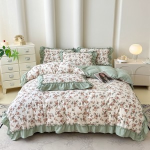 Delicate household aerobic knitted cotton double-layer yarn four-piece set