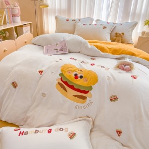 Exquisite new full matte applique embroidery polyester four-piece set