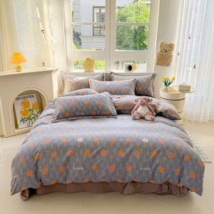 Exquisite all-cotton AB brushed printed four-piece set
