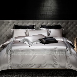 New Style Gray High-end Silk Satin Long-staple Cotton Jacquard Series Four-piece Bedding Set