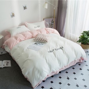 Embroidered tassel hot style small fresh washed cotton embroidery four-piece set