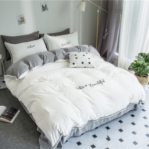 Embroidered tassel hot style small fresh washed cotton embroidery four-piece set