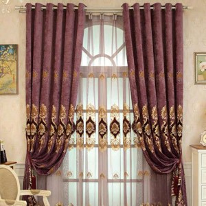 Chenille embroidered double-sided chenille appliqué, embroidered gauze European-style curtains