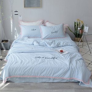Embroidered tassel hot style small fresh washed cotton embroidery summer quilt four-piece set