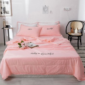 Embroidered tassel hot style small fresh washed cotton embroidery summer quilt four-piece set