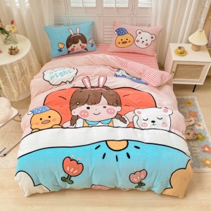 Special edition thickened high-weight cartoon large version A-class milk velvet four-piece set