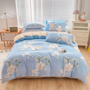 Brushed botanical cashmere four-piece set heavyweight fitted sheet set
