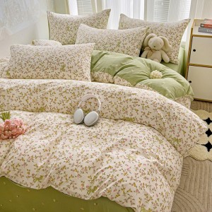 Fresh and simple ins style four-piece cotton set of small floral cartoon series