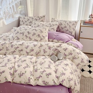 Fresh and simple ins style four-piece cotton set of small floral cartoon series