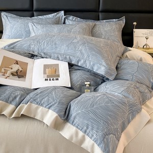 Soft brushed print four-piece set Autumn and winter thickened corner wide-edge four-piece set