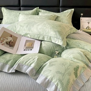 Soft brushed print four-piece set Autumn and winter thickened corner wide-edge four-piece set
