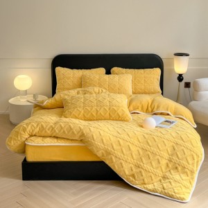 Popular A-class taffeta milk velvet bed sheet four-piece set