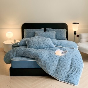 Popular A-class taffeta milk velvet bed sheet four-piece set