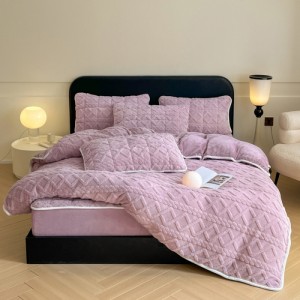Popular A-class taffeta milk velvet bed sheet four-piece set