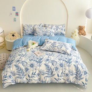 Brushed botanical cashmere four-piece set heavyweight fitted sheet set