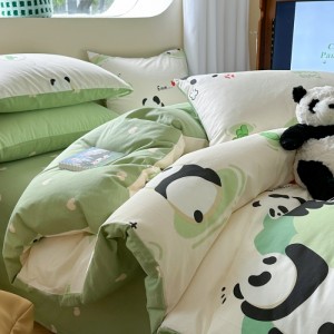 Cotton jet printed pure cotton small fresh cartoon bedding four-piece set