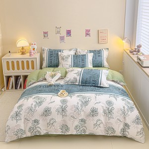 Brushed Plant Cashmere Four-Piece Set with Sheet and Fitted Sheet Set