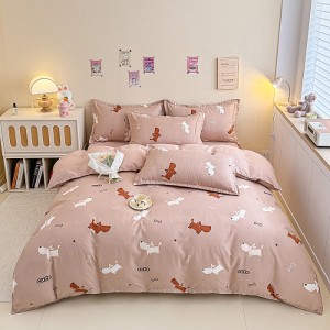 Brushed Plant Cashmere Four-Piece Set with Sheet and Fitted Sheet Set