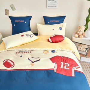 Double-strand 100-count long-staple cotton four-piece set cartoon applique embroidery four-piece set