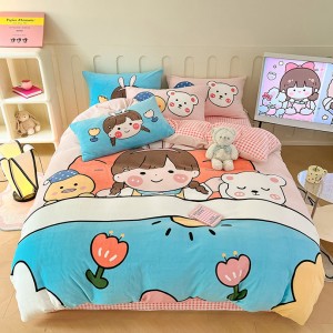 Special edition thickened high-weight cartoon large version A-class milk velvet four-piece set