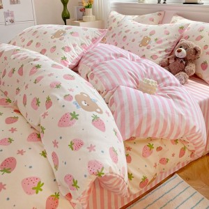 Four-piece cotton set of bed sheets and fitted sheet type quilt cover