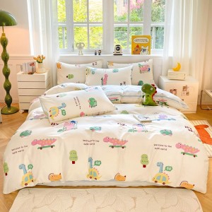 Four-piece cotton set of bed sheets and fitted sheet type quilt cover