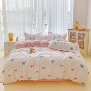ab version printed skin-friendly Polyester plant cashmere four-piece set