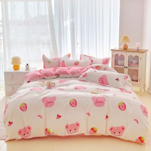 ab version printed skin-friendly Polyester plant cashmere four-piece set