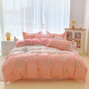 ab version printed skin-friendly Polyester plant cashmere four-piece set