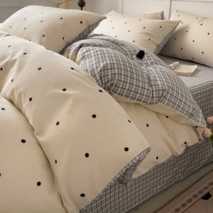 Four-piece cotton set of bed sheets and fitted sheet type single item quilt cover