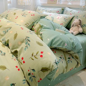 Four-piece cotton set of bed sheets and fitted sheet type single item quilt cover