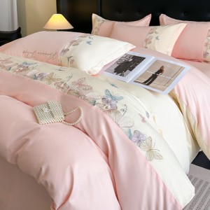 100% cotton embroidered four-piece set, light luxury four-piece set