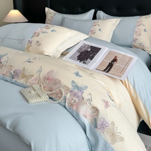 100% cotton embroidered four-piece set, light luxury four-piece set