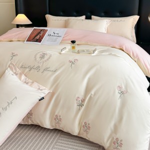 100% cotton embroidered four-piece set, light luxury four-piece set